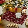 Artoid Mode Red and Black Buffalo Plaid Christmas Placemats for Dining Table, 12 x 18 Inch Seasonal Winter Xmas Snowflakes Holiday Rustic Vintage Thanksgiving Washable Table Mats Set of 4(Red/Black)