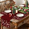 Artoid Mode Red and Black Buffalo Plaid Christmas Placemats for Dining Table, 12 x 18 Inch Seasonal Winter Xmas Snowflakes Holiday Rustic Vintage Thanksgiving Washable Table Mats Set of 4(Red/Black)
