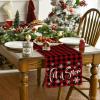 Artoid Mode Red and Black Buffalo Plaid Let It Snow Table Runner, Seasonal Winter Christmas Holiday Kitchen Dining Table Decoration for Indoor Outdoor Home Party Decor 13 x 72 Inch(Table Runner  13″ x 48″)