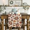 Artoid Mode Rugby Maple Leaves Football Fall Table Runner, Seasonal Harvest Autumn Kitchen Dining Table Decoration for Home Party Decor 13×72 Inch(Brown)