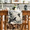 Artoid Mode Silhouette Tree Crows Halloween Table Runner, Branches Fall Kitchen Dining Table Decoration for Outdoor Home Party 13×108 Inch(Beige)