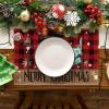 Artoid Mode Snowman Red and Black Buffalo Plaid Christmas Placemats Set of 4, 12×18 Inch Seasonal Winter Xmas Holiday Table Mats for Party Kitchen Dining Decoration(Red/Black)