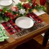 Artoid Mode Snowman Red and Black Buffalo Plaid Christmas Placemats Set of 4, 12×18 Inch Seasonal Winter Xmas Holiday Table Mats for Party Kitchen Dining Decoration(Red/Black)