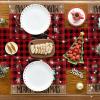 Artoid Mode Snowman Red and Black Buffalo Plaid Christmas Placemats Set of 4, 12×18 Inch Seasonal Winter Xmas Holiday Table Mats for Party Kitchen Dining Decoration(Red/Black)