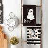 Artoid Mode Trick or Treat Halloween Kitchen Towels Dish Towels, 18 x 26 Inch Stripes Boo Ghost Holiday Ultra Absorbent Drying Cloth Hand Towels for Cooking Baking Set of 2