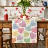 Artoid Mode Ture Love Heart Valentine’s Day Table Runner, Seasonal Kitchen Dining Table Decoration for Home Party Decor 13×72 Inch(Beige)