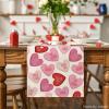 Artoid Mode Ture Love Heart Valentine’s Day Table Runner, Seasonal Kitchen Dining Table Decoration for Home Party Decor 13×72 Inch(Pink)