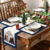 Artoid Mode Waterclor Buffalo Plaid Christmas Trees Placemats Set of 4, 12×18 Inch Winter Table Mats for Outdoor Home Party Kitchen Dining Decor(Black/Blue)