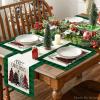 Artoid Mode Waterclor Buffalo Plaid Christmas Trees Placemats Set of 4, 12×18 Inch Winter Table Mats for Outdoor Home Party Kitchen Dining Decor(Black/Green)