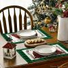Artoid Mode Waterclor Buffalo Plaid Christmas Trees Placemats Set of 4, 12×18 Inch Winter Table Mats for Outdoor Home Party Kitchen Dining Decor(Black/Green)