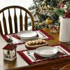 Artoid Mode Waterclor Buffalo Plaid Christmas Trees Placemats Set of 4, 12×18 Inch Winter Table Mats for Outdoor Home Party Kitchen Dining Decor(Black/Red)