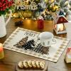 Artoid Mode Waterclor Buffalo Plaid Christmas Trees Placemats Set of 4, 12×18 Inch Winter Table Mats for Outdoor Home Party Kitchen Dining Decor(Brown/White)