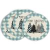 Artoid Mode Waterclor Buffalo Plaid Christmas Trees Placemats Set of 4, 12×18 Inch Winter Table Mats for Outdoor Home Party Kitchen Dining Decor(Light Blue)