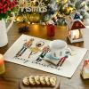 Artoid Mode Watercolor Nutcrackers Xmas Balls Merry Christmas Placemats Set of 4, 12×18 Inch Seasonal Winter Holiday Table Mats for Party Kitchen Dining Decoration(Beige)