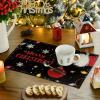 Artoid Mode Xmas Ball Merry Christmas Placemats Set of 4, 12×18 Inch Seasonal Winter Holiday Black Table Mats for Party Kitchen Dining Decoration(Black)