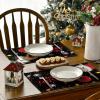 Artoid Mode Xmas Ball Merry Christmas Placemats Set of 4, 12×18 Inch Seasonal Winter Holiday Black Table Mats for Party Kitchen Dining Decoration(Black)