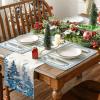 Artoid Mode Xmas Pine Round Winter Placemats Set of 4, 14 Inch Round Christmas Table Mats for Table Runner Party Kitchen Dining Decoration(Blue)