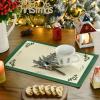 Artoid Mode Xmas Pine Round Winter Placemats Set of 4, 14 Inch Round Christmas Table Mats for Table Runner Party Kitchen Dining Decoration(Green)