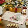 Artoid Mode Xmas Pine Round Winter Placemats Set of 4, 14 Inch Round Christmas Table Mats for Table Runner Party Kitchen Dining Decoration(Pink)