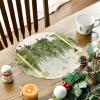 Artoid Mode Xmas Trees Cardinals Snowflakes Gifts Christmas Placemats Set of 4, 15 Inch Seasonal Winter Round Table Mats for Dining Decoration(Green)