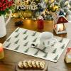 Artoid Mode Xmas Trees Merry Christmas Round Placemats Set of 4, 14 Inch Winter Round Table Mats for Dining Decoration(Beige/Green)