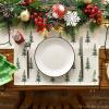 Artoid Mode Xmas Trees Merry Christmas Round Placemats Set of 4, 14 Inch Winter Round Table Mats for Dining Decoration(Beige/Green)