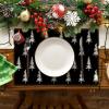 Artoid Mode Xmas Trees Merry Christmas Round Placemats Set of 4, 14 Inch Winter Round Table Mats for Dining Decoration(Black)