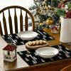 Artoid Mode Xmas Trees Merry Christmas Round Placemats Set of 4, 14 Inch Winter Round Table Mats for Dining Decoration(Black)