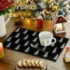 Artoid Mode Xmas Trees Merry Christmas Round Placemats Set of 4, 14 Inch Winter Round Table Mats for Dining Decoration(Black)