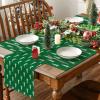 Artoid Mode Xmas Trees Merry Christmas Round Placemats Set of 4, 14 Inch Winter Round Table Mats for Dining Decoration(Green/Beige)