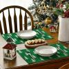 Artoid Mode Xmas Trees Merry Christmas Round Placemats Set of 4, 14 Inch Winter Round Table Mats for Dining Decoration(Green/Beige)