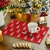Artoid Mode Xmas Trees Merry Christmas Round Placemats Set of 4, 14 Inch Winter Round Table Mats for Dining Decoration(Red)