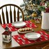 Artoid Mode Xmas Trees Merry Christmas Round Placemats Set of 4, 14 Inch Winter Round Table Mats for Dining Decoration(Red)