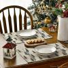 Artoid Mode Xmas Trees Merry Christmas Round Placemats Set of 4, 14 Inch Winter Round Table Mats for Dining Decoration(Wood/Black)