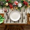 Artoid Mode Xmas Trees Merry Christmas Round Placemats Set of 4, 14 Inch Winter Round Table Mats for Dining Decoration(Wood/Black)