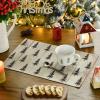 Artoid Mode Xmas Trees Merry Christmas Round Placemats Set of 4, 14 Inch Winter Round Table Mats for Dining Decoration(Wood/Black)