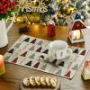 Artoid Mode Xmas Trees Merry Christmas Round Placemats Set of 4, 14 Inch Winter Round Table Mats for Dining Decoration(Wood/Red)