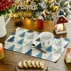 Artoid Mode Xmas Trees Snowflake Merry Christmas Round Placemats Set of 4, 14 Inch Winter Round Table Mats for Dining Decoration(Blue)