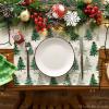 Artoid Mode Xmas Trees Snowflake Merry Christmas Round Placemats Set of 4, 14 Inch Winter Round Table Mats for Dining Decoration(Green/Beige)