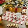 Artoid Mode Xmas Trees Snowflake Merry Christmas Round Placemats Set of 4, 14 Inch Winter Round Table Mats for Dining Decoration(Red)