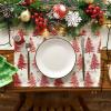 Artoid Mode Xmas Trees Snowflake Merry Christmas Round Placemats Set of 4, 14 Inch Winter Round Table Mats for Dining Decoration(Red)