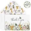 Artoid Mode 24 Pack Elephant Giraffe Thank You Cards Animal Greeting Cards Gift With Envelope Sticker Blank Note Cards for Birthday Wedding Baby Shower Bridal Shower, 4 x 6 Inch