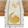 Artoid Mode Black Moon Star Gloden Ramadan Table Runner, Seasonal Summer Holiday Kitchen Dining Table Decoration for Home Party Decor 13 x 72 Inch(Off White)