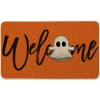 Artoid Mode Boo Ghost Orange Halloween Welcome Doormat, Home Decor Low-Profile Switch Rug Door Mat Floor Mat for Indoor Outdoor 17×29 Inch(Orange)