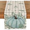 Artoid Mode Buffalo Plaid Pumpkin Eucalyptus Leaves Fall Table Runner, Autumn Thanksgiving Kitchen Dining Table Decoration for Home Party Decor 13×72 Inch