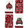 Artoid Mode Buffalo Plaid Tree Christmas Kitchen and Dish Towels, 18 x 26 Inch Ornament Car Winter Holiday Ultra Absorbent Drying Cloth Tea Towels Set of 4(Black/Red)
