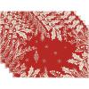 Artoid Mode Eucalyptus Leaves Berry Christmas Placemats Set of 4, 15 Inch Seasonal Winter Xmas Round Table Mats for Dining Decoration(Red)