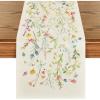 Artoid Mode Floral Leaves Fall Table Runner, Wild Flowers and Grasses Seasonal Autumn Kitchen Dining Table Decoration for Home Party Decor 13×72 Inch(Beige)