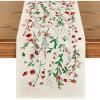 Artoid Mode Floral Leaves Fall Table Runner, Wild Flowers and Grasses Seasonal Autumn Kitchen Dining Table Decoration for Home Party Decor 13×72 Inch(Green)
