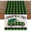 Artoid Mode Green and Black Buffalo Plaid Truck Christmas Table Runner, Seasonal Winter Xmas Holiday Kitchen Dining Table Decoration for Indoor Outdoor Home Party Decor 13 x 72 Inch